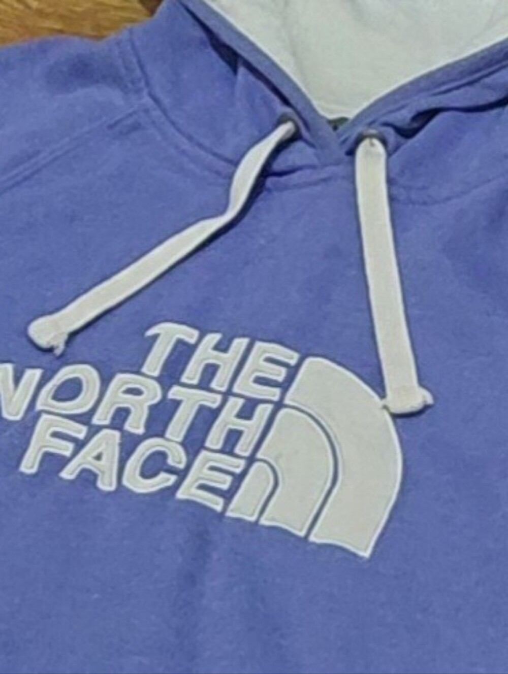 The North Face Lavender Pullover Hoodie Women Sz L White Logo Fleece Sweatshirt
